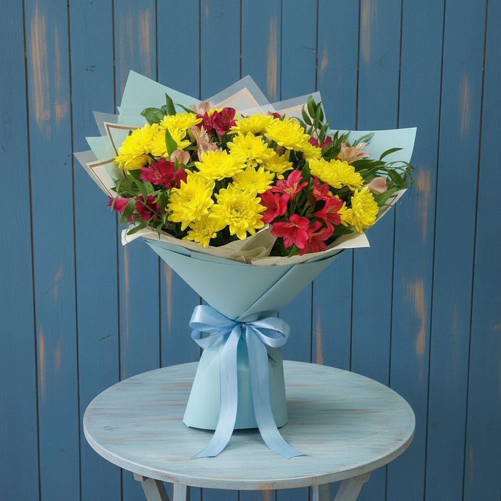Букет цветов из: Альстромерии и Хризантемы в Жилёво