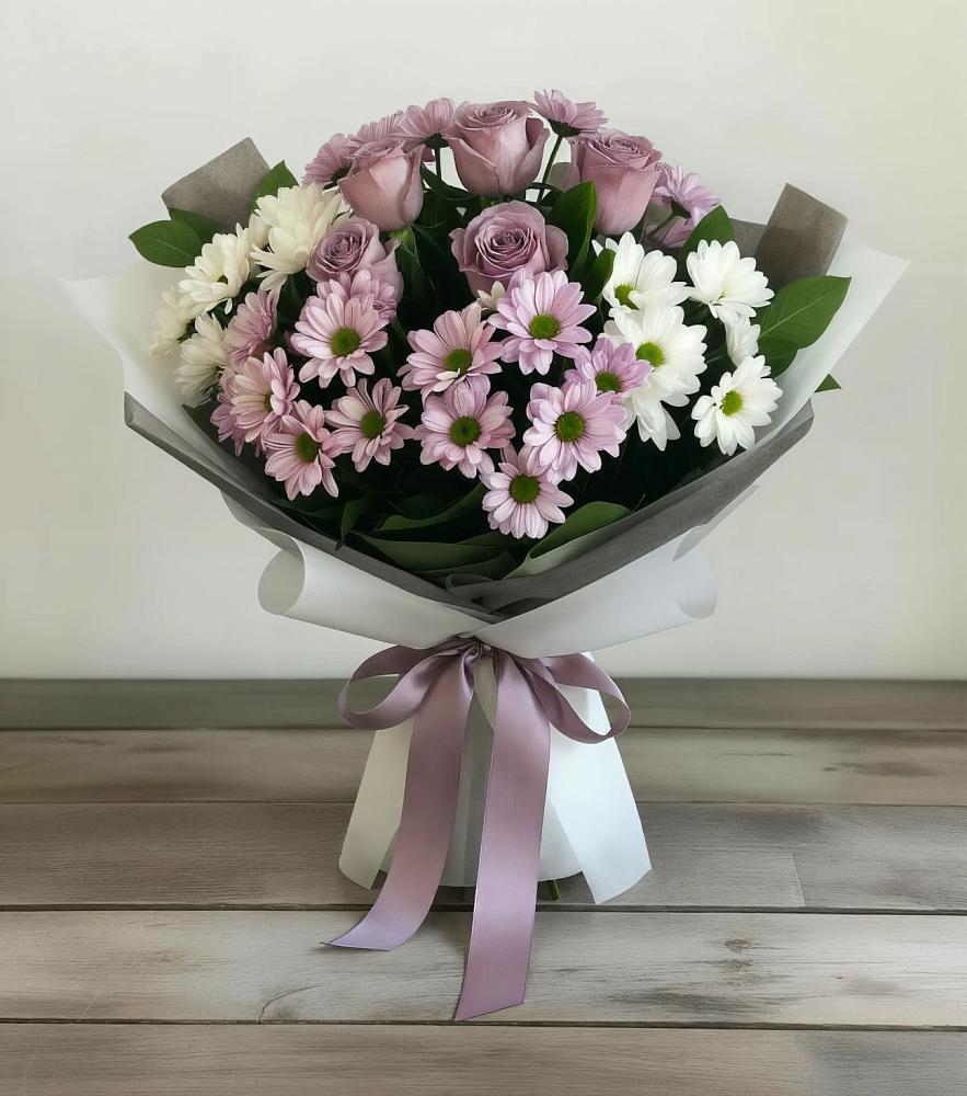 Букет цветов из: Хризантемы и Розы в Жилёво