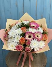 Букет цветов из:  Розы, Герберы и Хризантемы в Жилёво