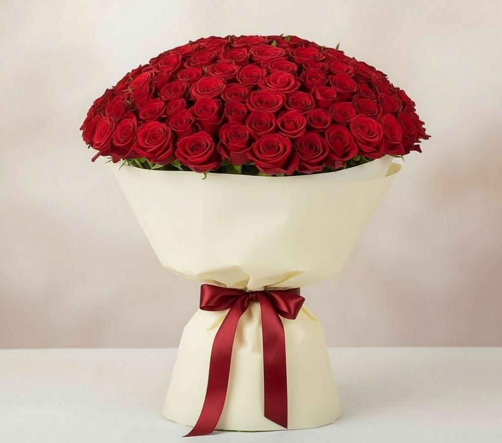 Букет 101 Красная роза Милано в Жилёво