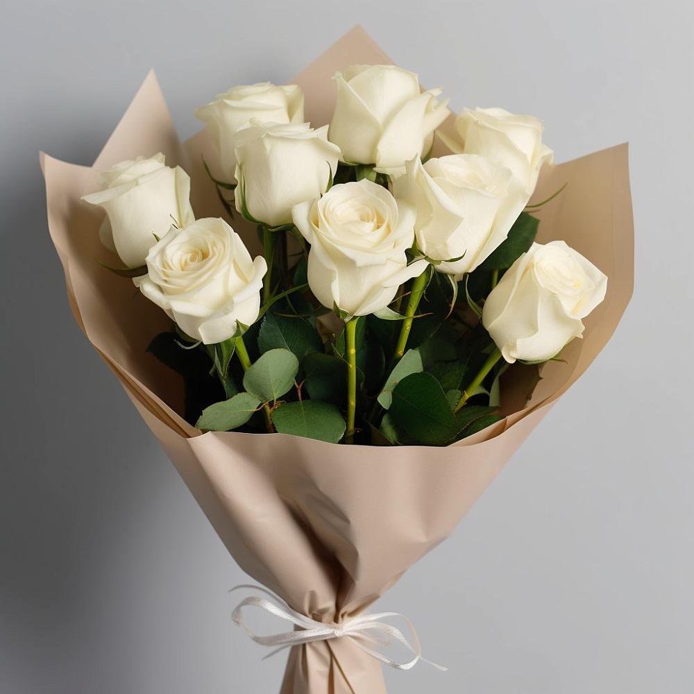 Букет 9 Белых роз Эдлесс Лав в Жилёво