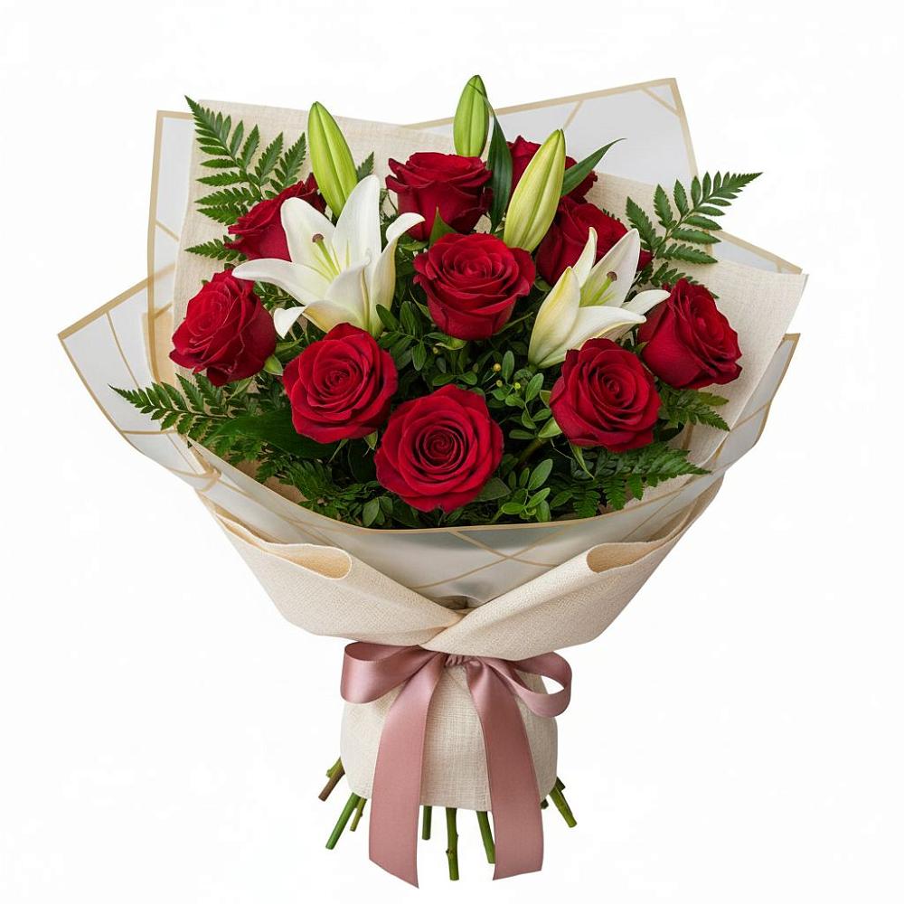 Букет цветов из: Лилии и Розы в Жилёво