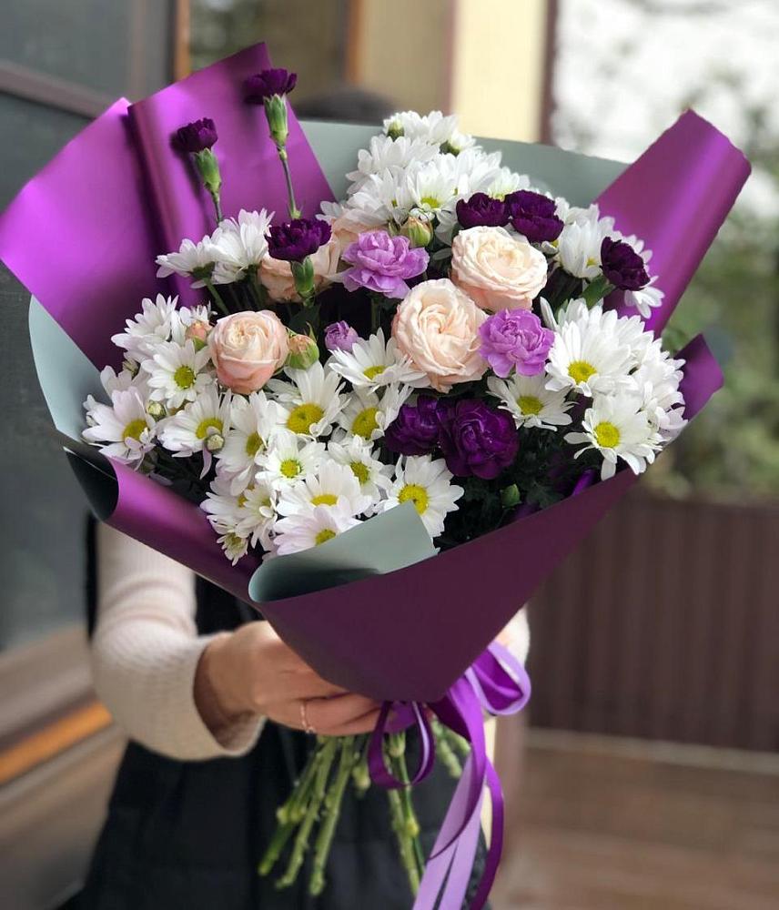Букет цветов из: Хризантемы, Гвоздики и Розы в Жилёво