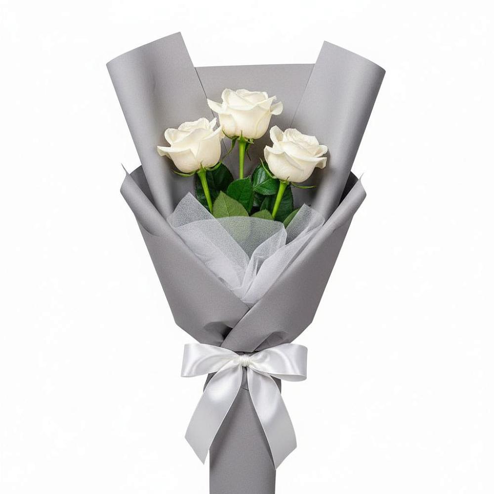 Букет 3 белые розы в Жилёво