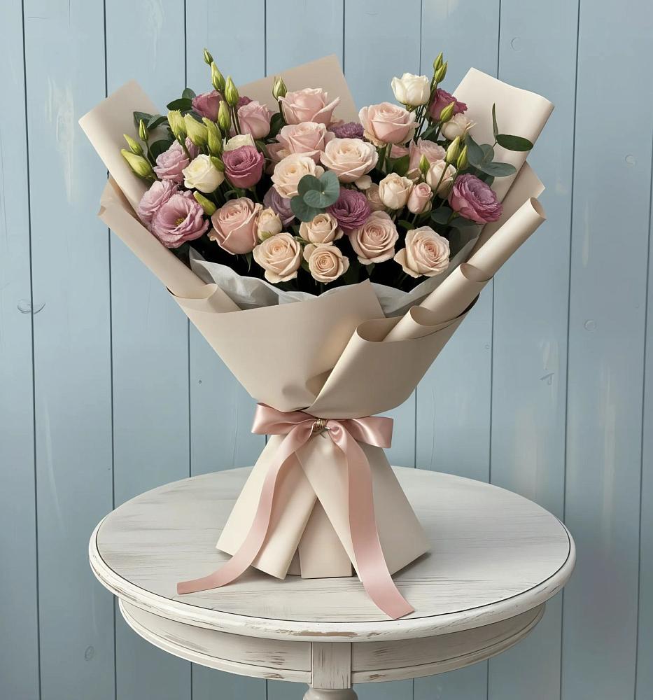 Букет цветов из: Розы и Лизиантусы в Жилёво