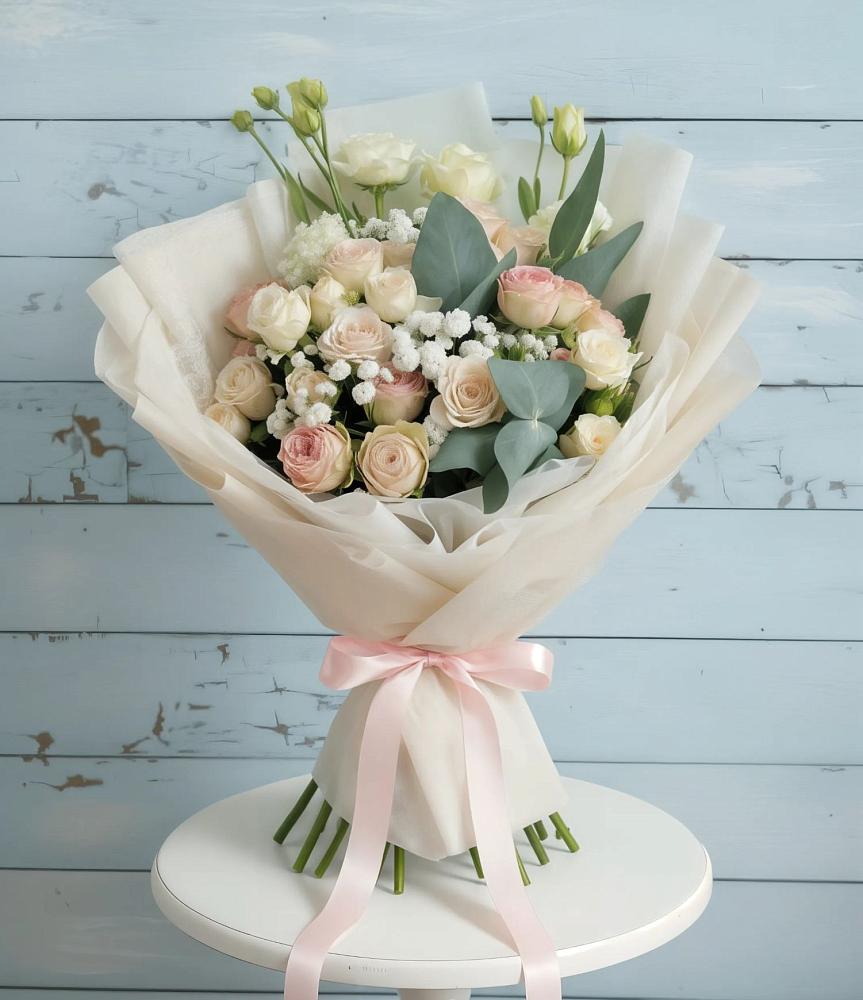 Букет цветов из: Розы и Лизиантусы в Жилёво