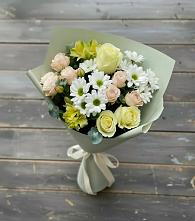 Букет цветов из:  Альстромерии, Розы и Хризантемы #REPLACE_PRED# Жилёво