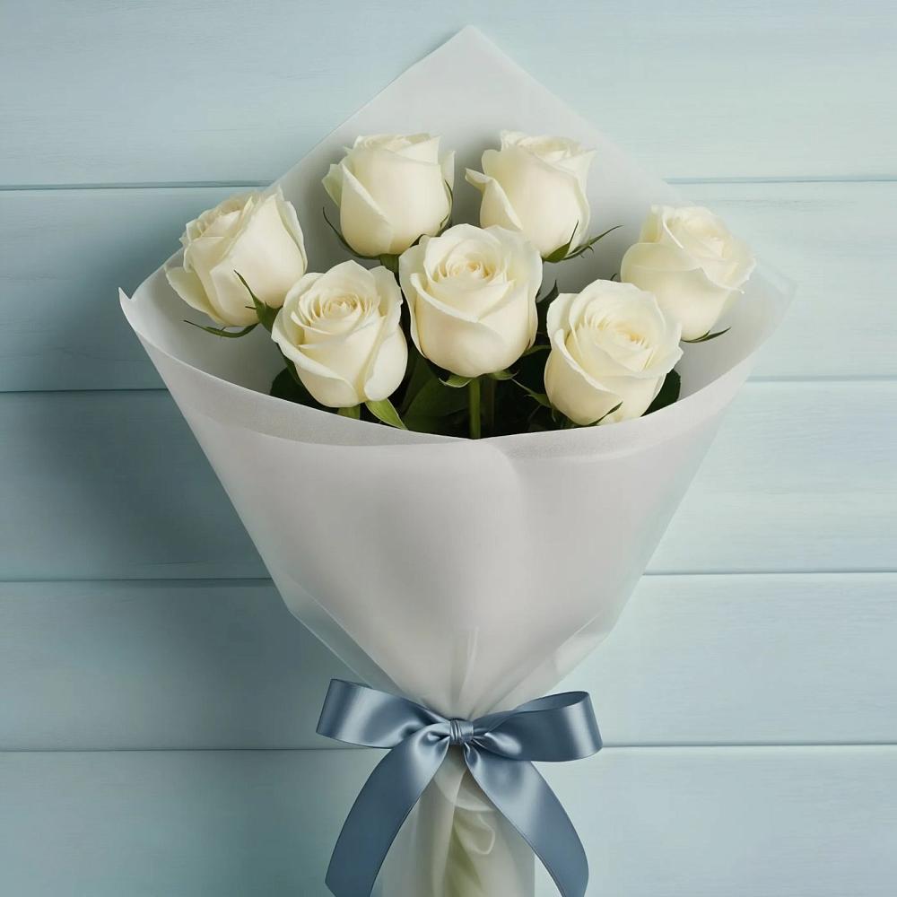 Букет 7 Белых роз Эдлесс Лав в Жилёво