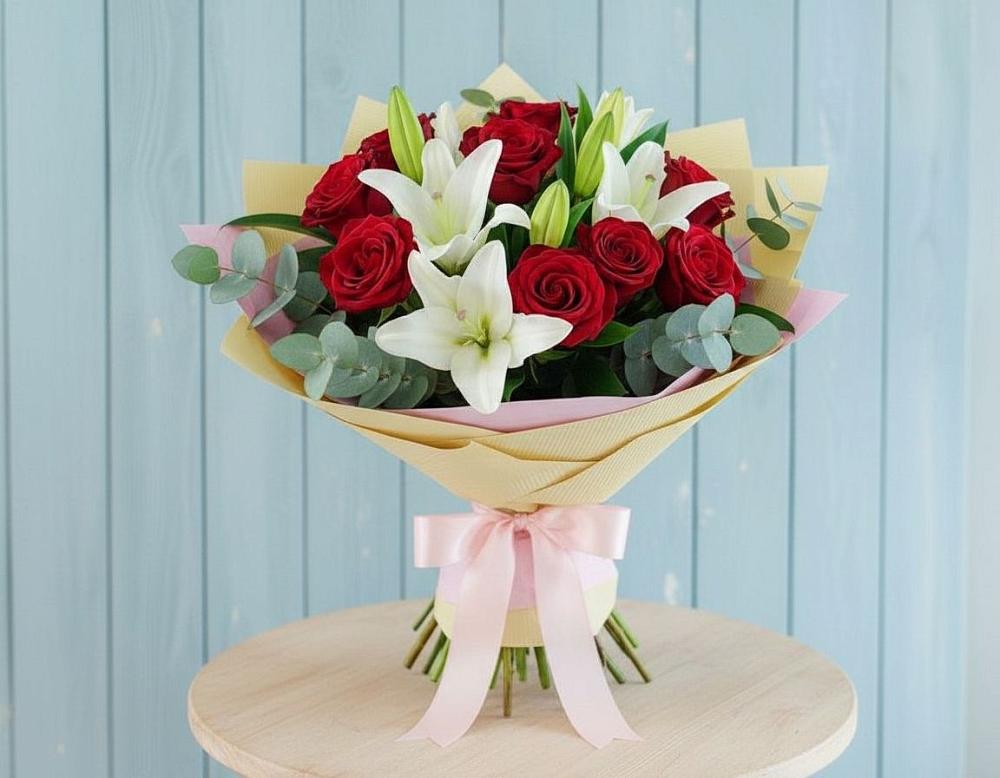 Букет цветов из: Лилии и Розы в Жилёво